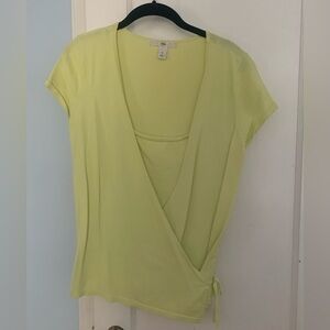 H&M Chartreuse Wrap Blouse L